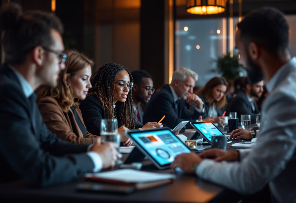 Equipe reunida em um ambiente de trabalho para uma conversa de consultoria